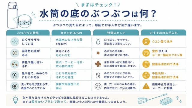 水筒の底のぶつぶつは何?最初に確認しよう (