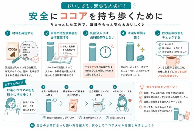 安全にココアを持ち歩くために