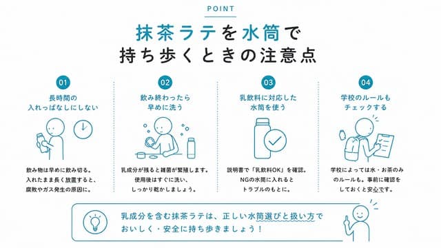 抹茶ラテを水筒で持ち歩くときの注意点